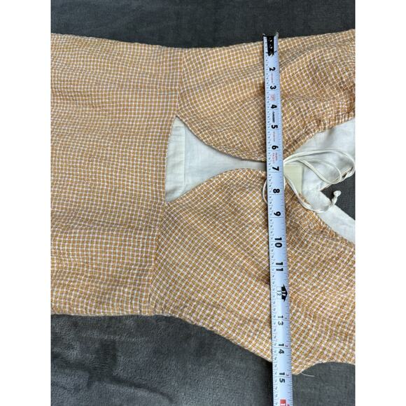 Paloma Wool Chambao Gingham Rust Midi Dress Rust Orange Tie Front XS 34 - Picture 13 of 16